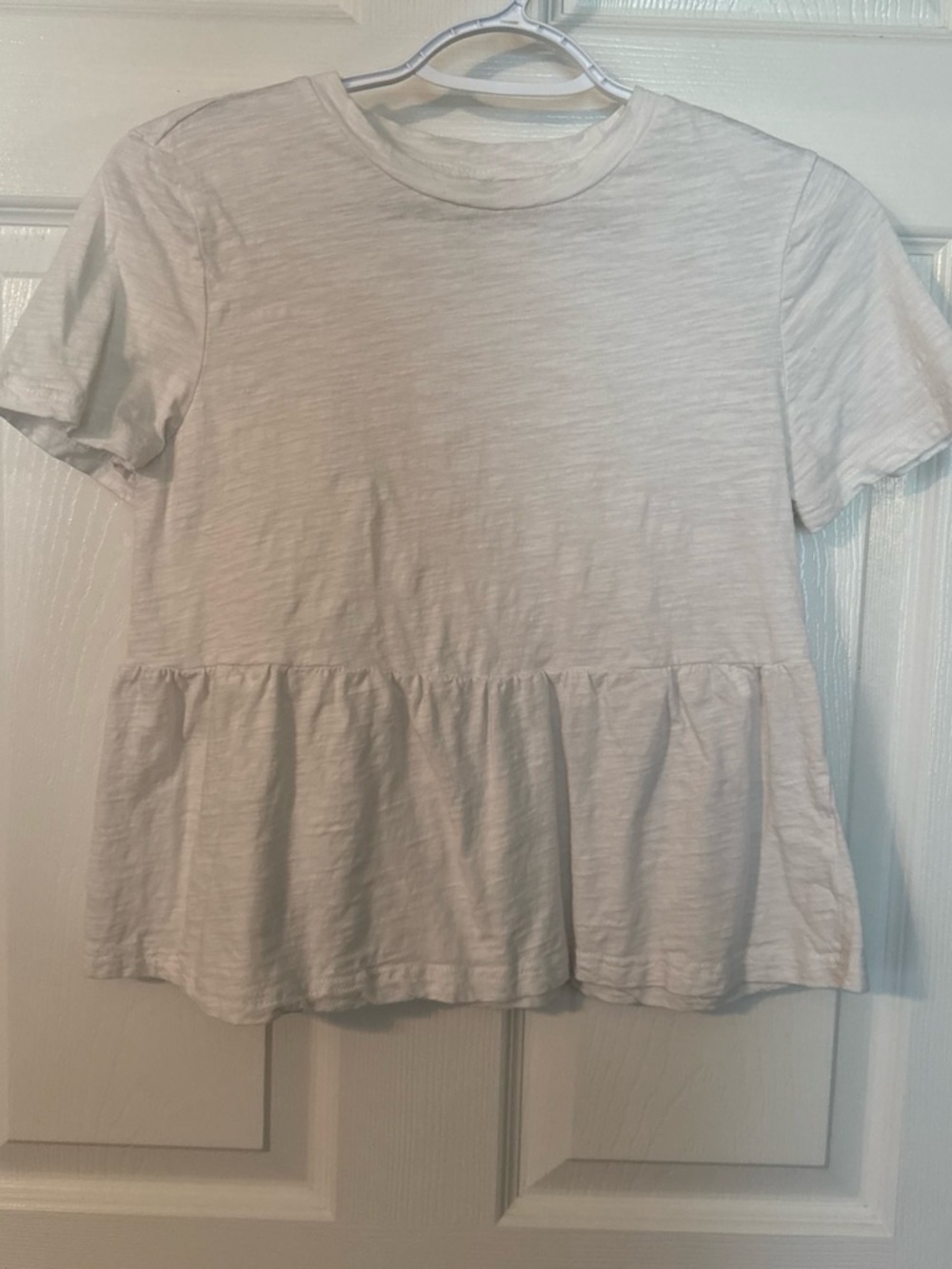 SHEIN White Short Sleeve Peplum Crop Top